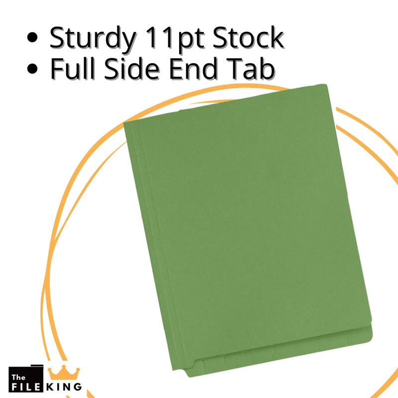The File King End Tab Green File Folder - Letter Size | Box of 100 | Full Side Folder for Medical Charts & Office Filing | Space for Jacket Labeling | 11-Point Fiber Construction | Made in The USA - Image 4